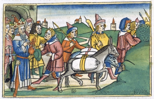 Joseph sends his brothers home with a supply of free food, 15th century. Artist: Unknown