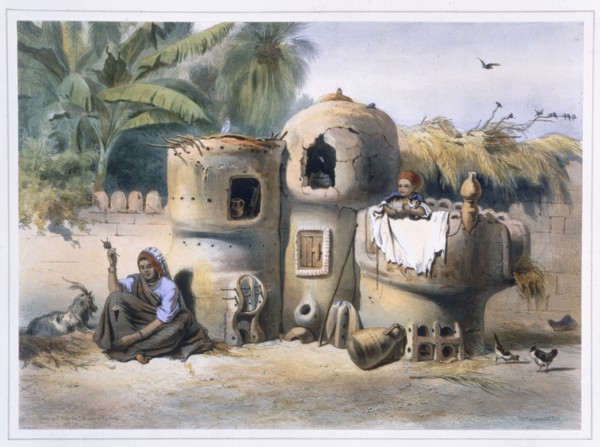Peasant dwellings in Upper Egypt, 1848. Artist: Eugene Leroux
