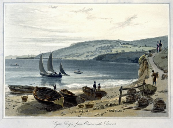 'Lyme Regis, from Charmouth, Dorset', 1814-1825. Artist: William Daniell