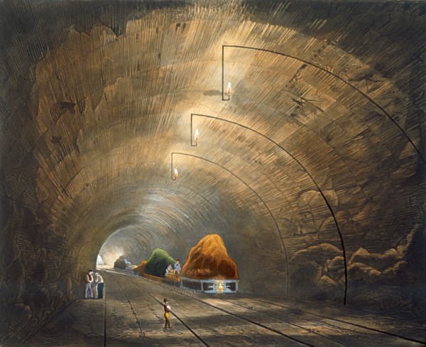 'The Tunnel', Liverpool and Manchester Railway, 1833. Artist: Thomas Talbot Bury