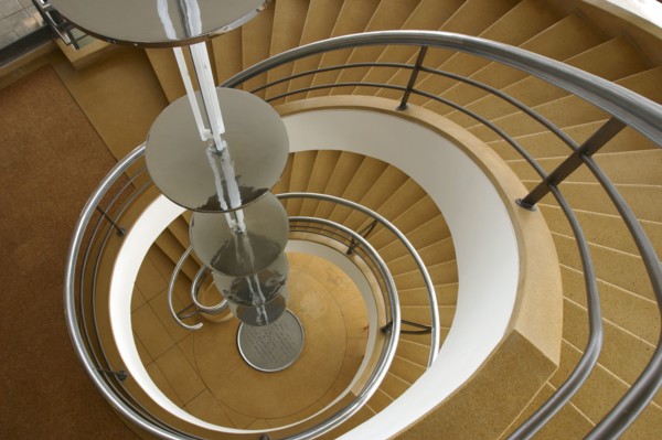 South staircase, De La Warr Pavilion, Bexhill on Sea, East Sussex.