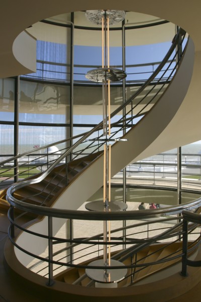 South staircase, De La Warr Pavilion, Bexhill on Sea, East Sussex.