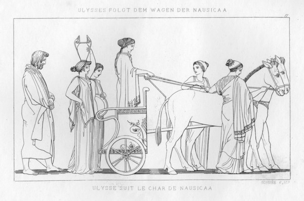 Odysseus follows the chariot of Nausicaa, c1833. Artist: Unknown