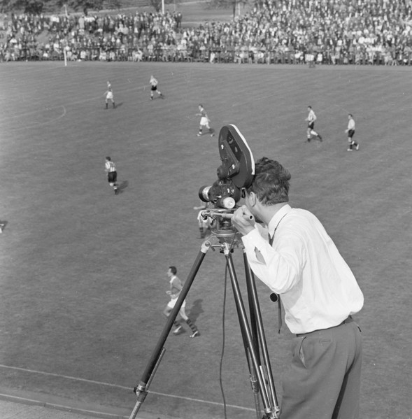 Swedish television covering a football match, Landskrona, Sweden, 1959. Artist: Unknown