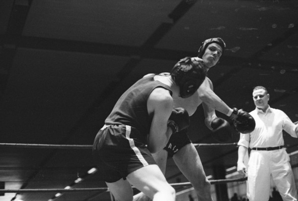 Boxing match in Landskrona Sports Hall, Sweden, 1967. Artist: Unknown