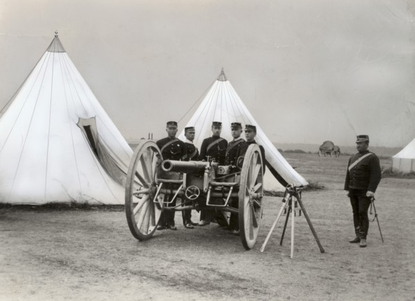 Artillerymen exercising in their training area, Landskrona, Sweden, 1890s. Artist: Unknown