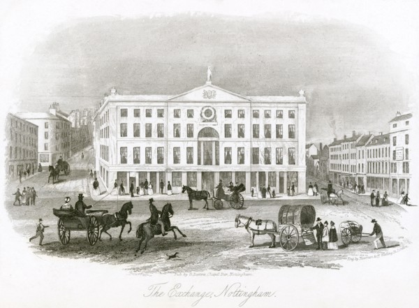 The Exchange, looking east, Nottingham, Nottinghamshire, 1845. Artist: Newman & Co