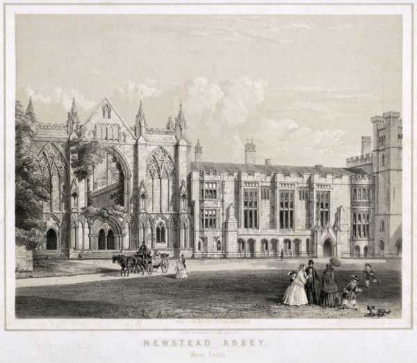 West aspect of Newstead Abbey, Nottinghamshire, c1860. Artist: Waterlow & Sons
