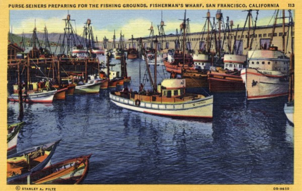 Purse seiners, Fisherman's Wharf, San Francisco, California, USA, 1940. Artist: Unknown