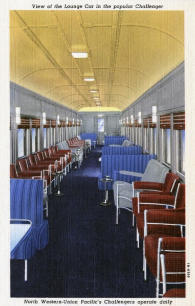 Lounge car on the North Western Union Pacific's popular 'Challenger' train, USA, 1941. Artist: Unknown