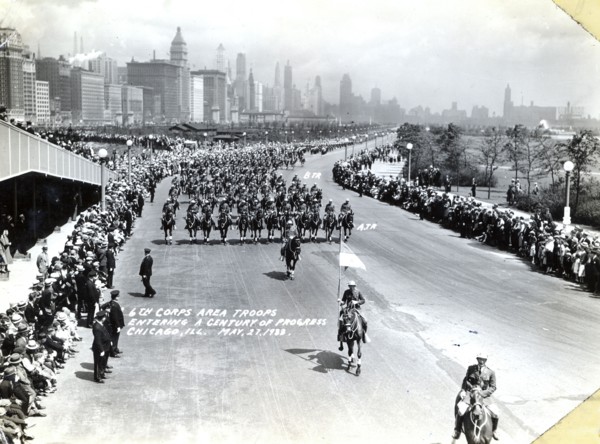 US Army troops of the 6th Corps Area parading at the Chicago World's Fair, Illinois, USA, 1933. Artist: Unknown
