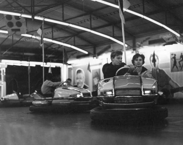 Couple on dodgems, c1960.