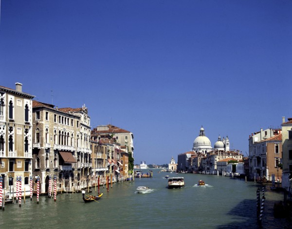 The Grand Canal and San Salute from Accademia bridge, Venice, Italy.