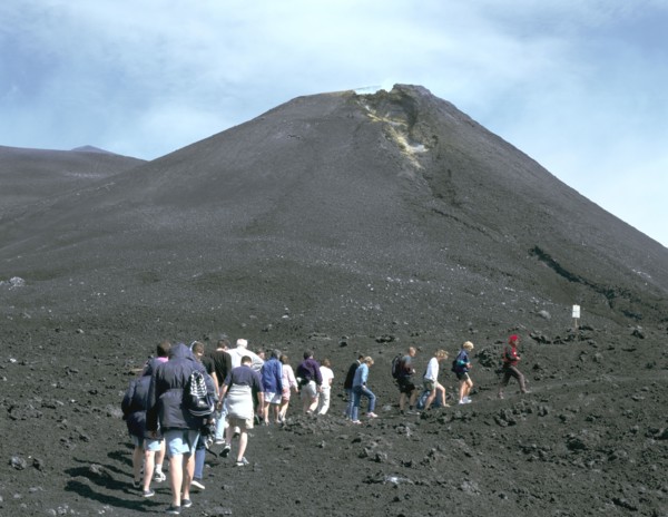Guided tour to lava fields, Mount Etna, Sicily, Italy.