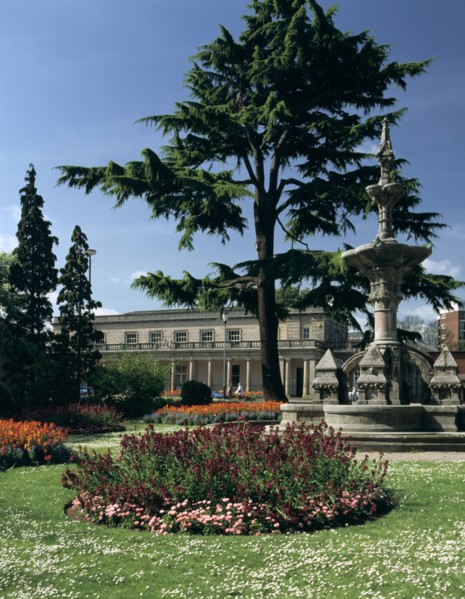 Royal Pump Room and Baths from Jephson Gardens, Leamington Spa, Warwickshire.