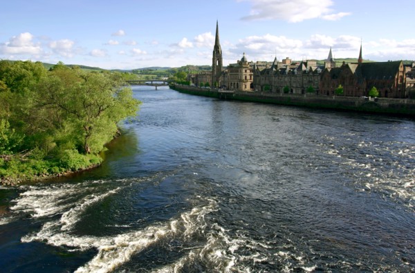 River Tay and Perth, Scotland.