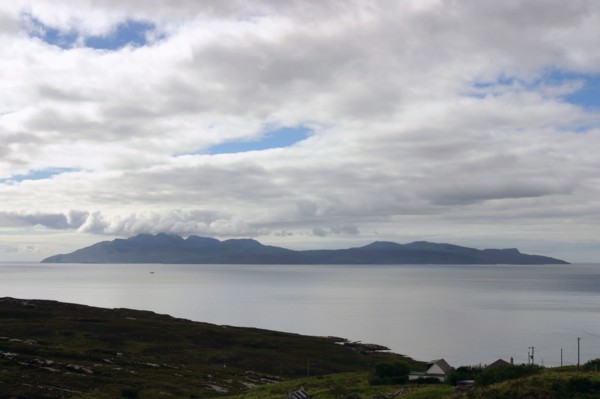 The island of Rum from Skye, Highland, Scotland.