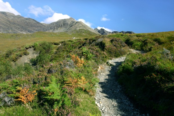 Path from Glen Brittle to Sgurr Alasdair, Cuillin Hills, Isle of Skye, Highland, Scotland.