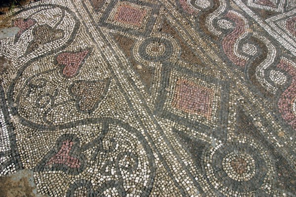 Mosaic floor, ruins of the Basilica of Ayia Trias, Famagusta, North Cyprus.