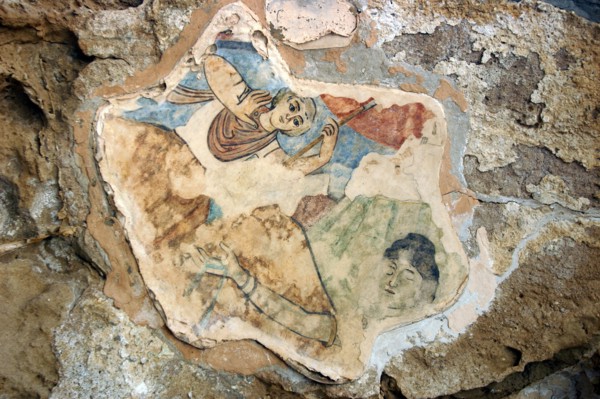 Fresco showing St Elias, Roman gymnasium, Salamis, North Cyprus.