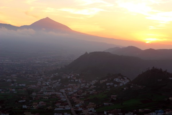 Sunset behind Mount Teide, volcano on Tenerife, Canary Islands, 2007.