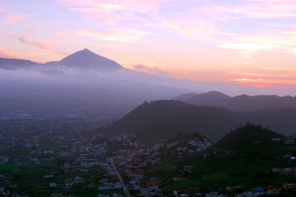 Sunset behind Mount Teide, volcano on Tenerife, Canary Islands, 2007.