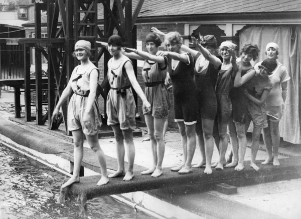 Women on a diving board, c1910-1929. Artist: Unknown