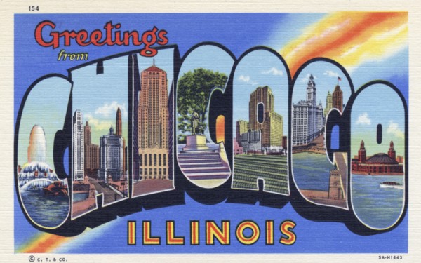 'Greetings from Chicago, Illinois', postcard, 1935. Artist: Unknown