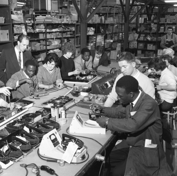 West Indian workers at the GEC, Swinton, South Yorkshire, 1962.  Creator: Michael Walters.
