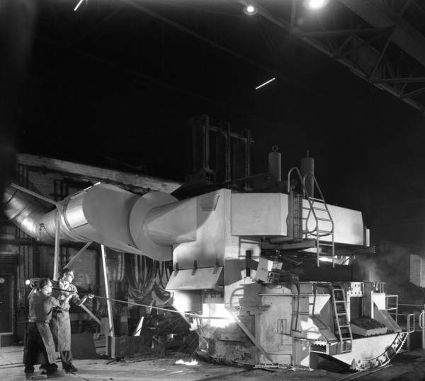 Checking the temperature of molten steel, Sheffield, South Yorkshire, 1964. Artist: Michael Walters