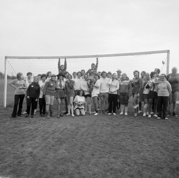 Men vs ladies football match, Doncaster, South Yorkshire, 1971.  Artist: Michael Walters