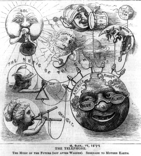 'The Telephone. The Music of the Future (not after Wagner). Serenade to Mother Earth', 1877. Artist: Unknown