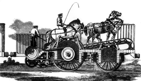 Horse-powered train, 1850. Artist: Unknown
