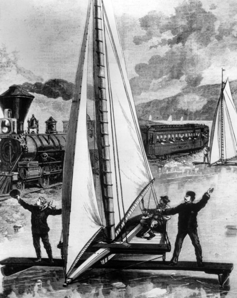 Ice sailing on the Hudson River, USA, 1871. Artist: Unknown
