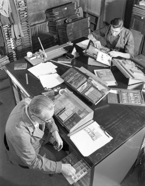 Blocks being made up at a printing company, Mexborough, South Yorkshire, 1959. Artist: Michael Walters
