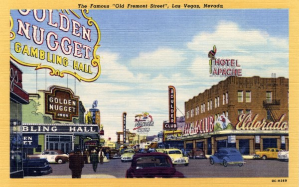 'The famous Old Fremont Street, Las Vegas, Nevada', postcard, 1950. Artist: Unknown