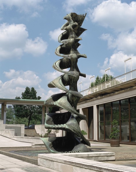 Fountain, courtyard of the Shell Centre, London.