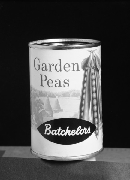 Batchelors Garden Peas tin, 1963.  Artist: Michael Walters