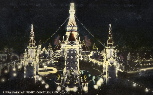 Luna Park at night, Coney Island, New York City, New York, USA, 1916. Artist: Unknown