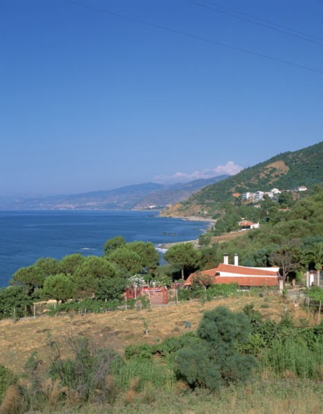 View east along the north coast near Cefalu, Sicily, Italy.