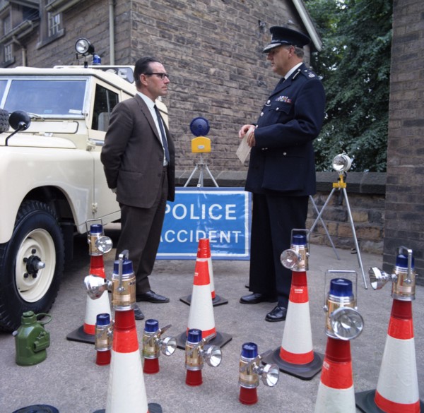 Derbyshire Police Commissioner taking delivery of two new Land Rovers, Matlock, Derbyshire, 1969. Artist: Michael Walters