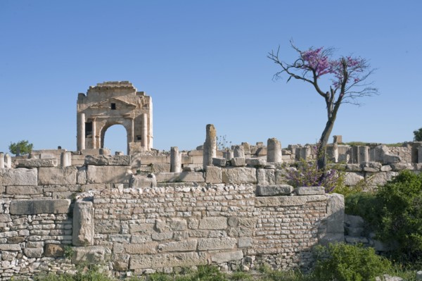 The Arch of Trajan and the Basilica of Hildeguns, Mactaris, Tunisia. Artist: Samuel Magal