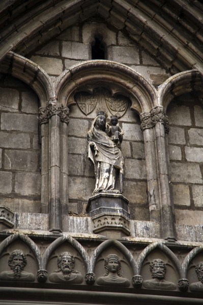 Ornaments over the main entrance to the  Church of Santa Maria del Pi, Barcelona, Spain, 2007. Artist: Samuel Magal