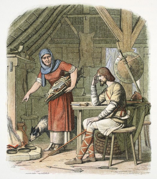 King Alfred in the neatherd's cottage c878 (1864). Artist: James William Edmund Doyle