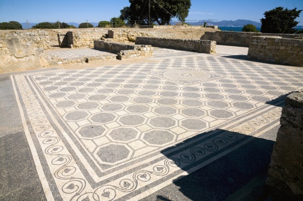 The mosaic floor of House I in the Roman city of Emporiae, Empuries, Spain, 2007. Artist: Samuel Magal