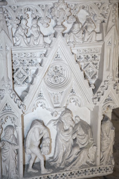 Detail of dcoration on a sarcophagus, Monastery of Alcobaca, Alcobaca, Portugal, 2009. Artist: Samuel Magal