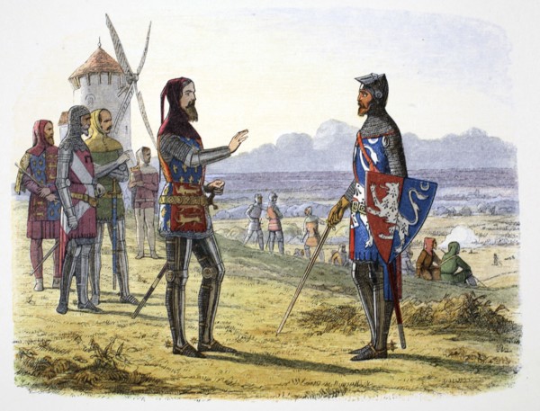 King Edward III refuses succour to his son at the Battle of Crecy, France, 1346 (1864). Artist: James William Edmund Doyle