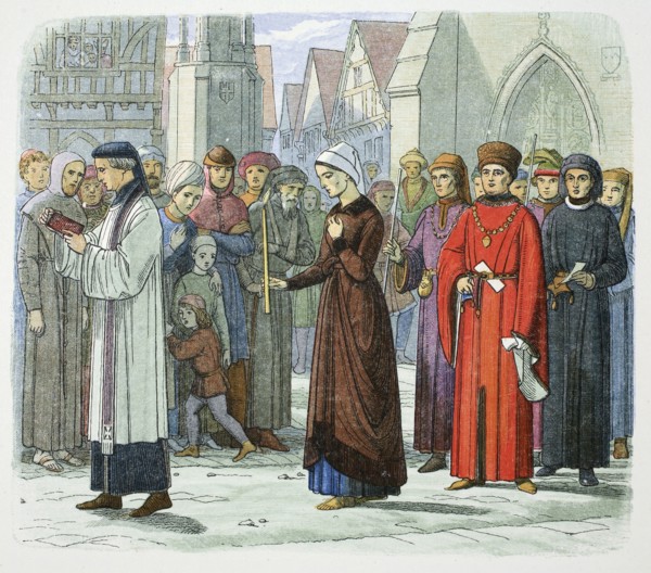 The Duchess of Gloucester does penance, 1441 (1864). Artist: James William Edmund Doyle