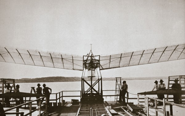 Professor Samuel P Langley's aeroplane, 1903.  Creator: Unknown.