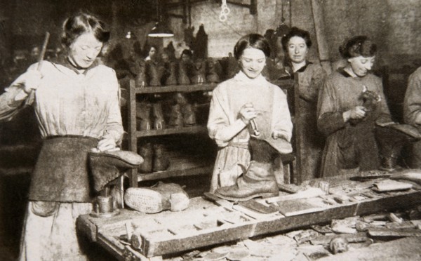 Women working in a boot repairing factory, Old Kent Road, London, World War I, c1914-c1918. Artist: S and G